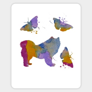 Samoyed Dog Art, Colorful Butterfly, Sticker